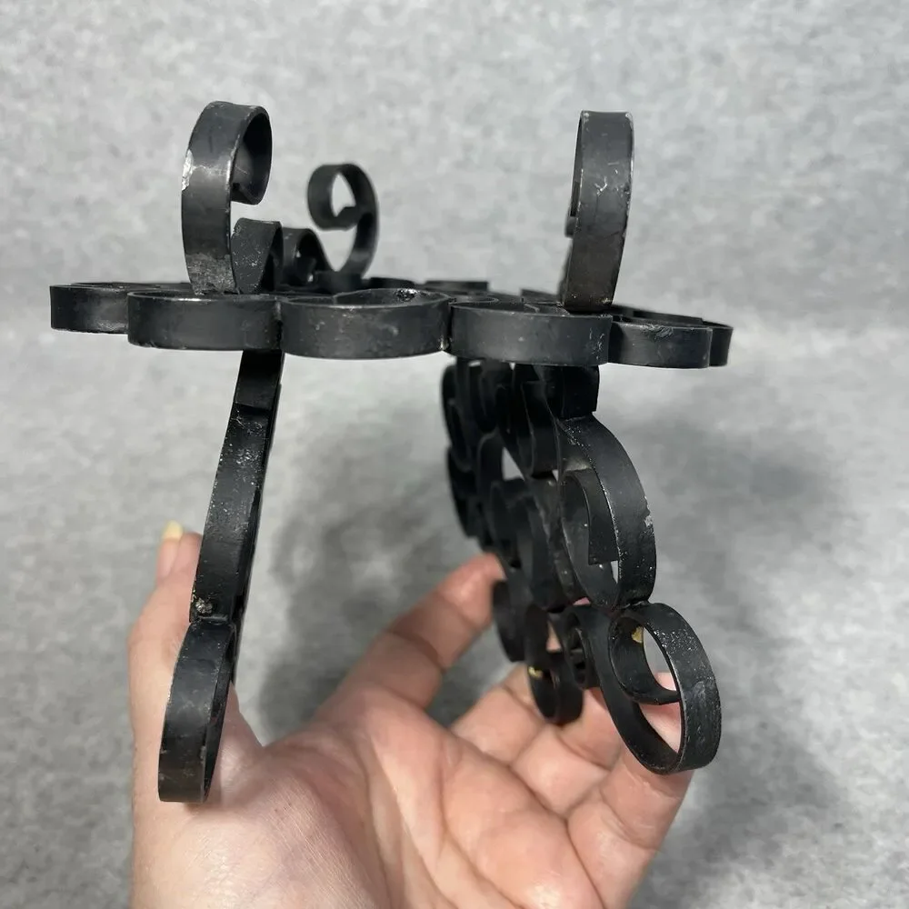 Vintage Black Metal Swirl Scroll‎ Napkin Letter Holder Wrought Iron ? Organizer